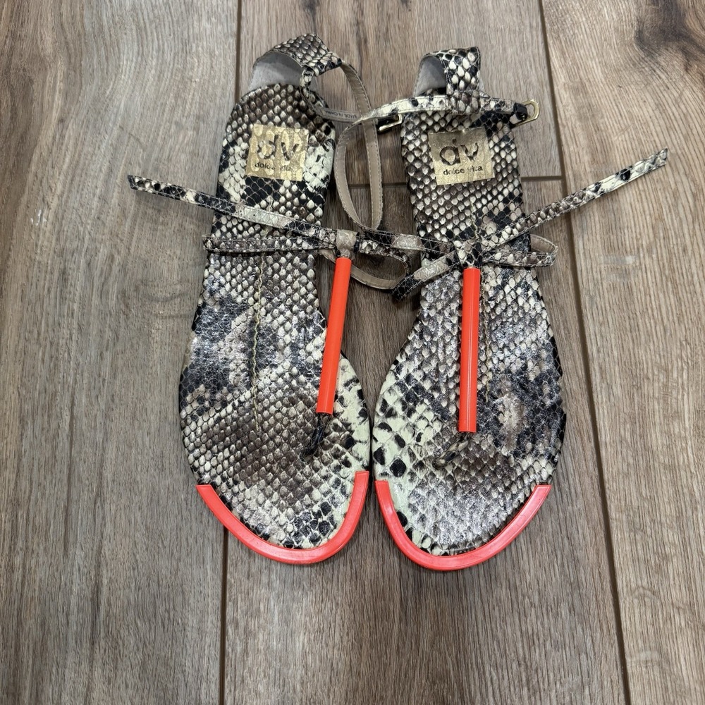 DOLCE VITA Hot Orange Snakeskin Beam THONG Sandals WOMEN'S Size 7.5 US